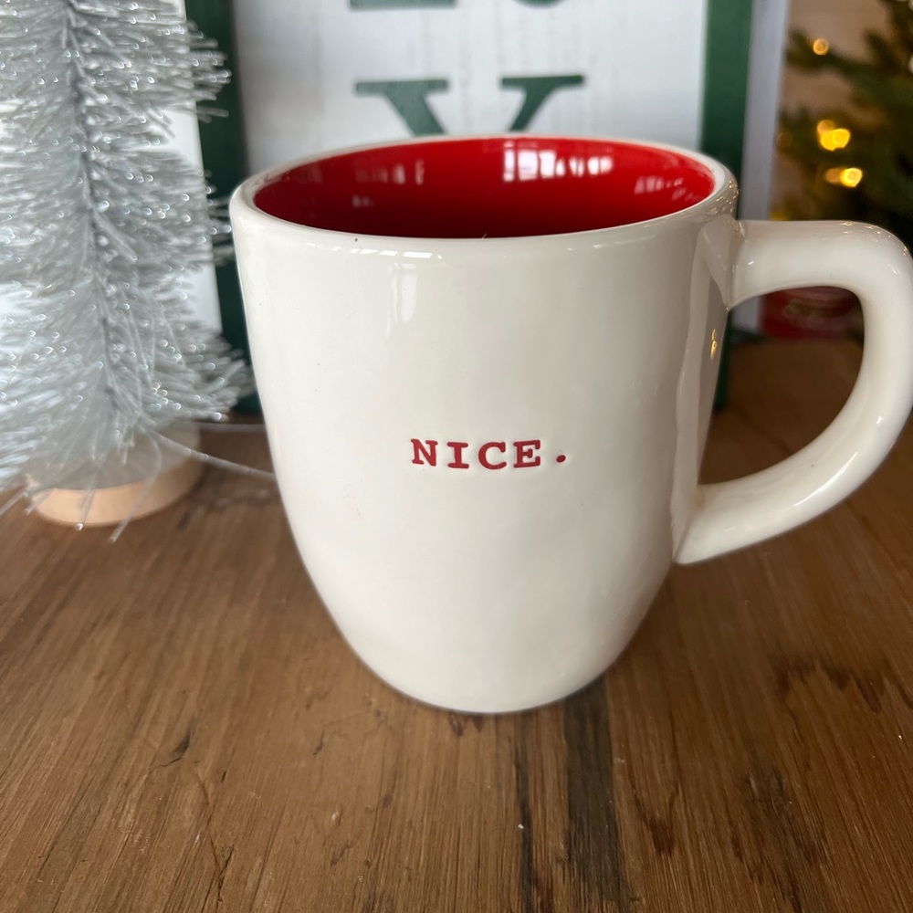 Rae Dunn | Nice Typewriter Coffee Mug Holiday Red Interior